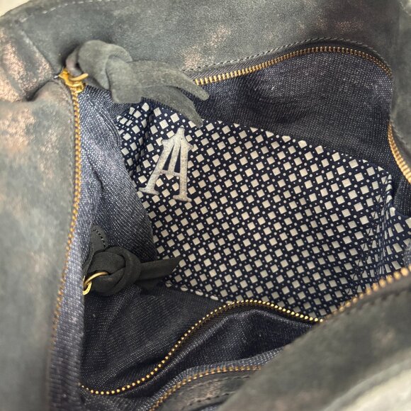 Craie Studio Suede Black Metallic Shoulder Bag - Picture 9 of 10